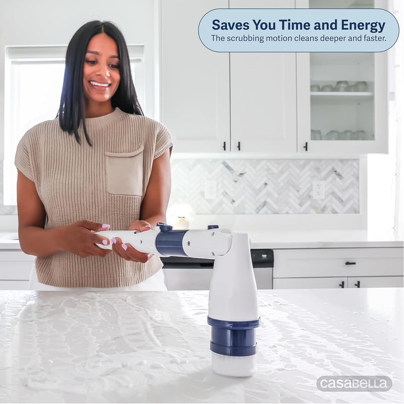 Cordless Power Spin Scrubber with Adjustable Brush & 4 Heads