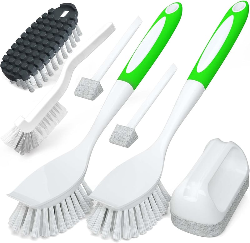 Kitchen Cleaning Brush Set, 5-Pack, Green