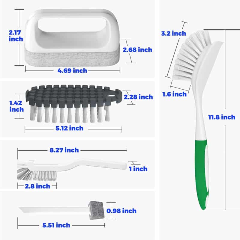 Kitchen Cleaning Brush Set, 5-Pack, Green