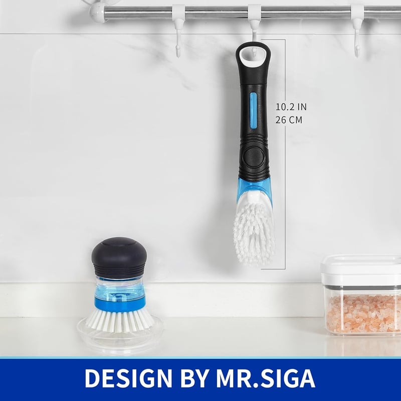 Dish Soap Dispensing Brush for Pots, Pans, and Sink - Black