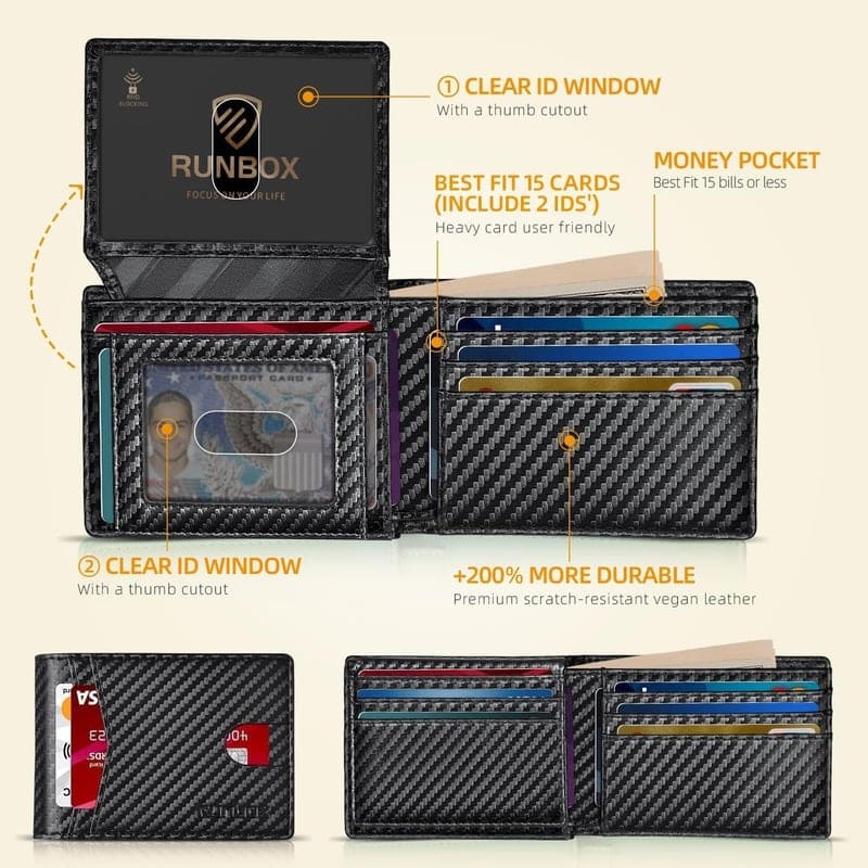Men's Slim RFID Leather Wallet with Gift Box