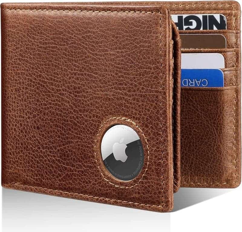 Men's RFID Leather Wallet with AirTag Holder and Gift Box