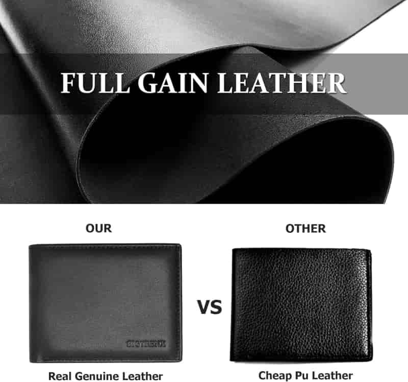 Men's Bifold Leather Wallet with RFID Blocking & Dual ID Windows
