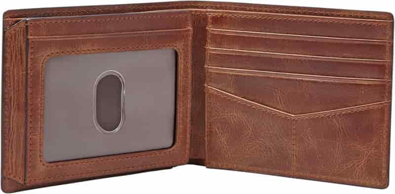 Men's RFID-Blocking Leather Wallet with Flip ID Window