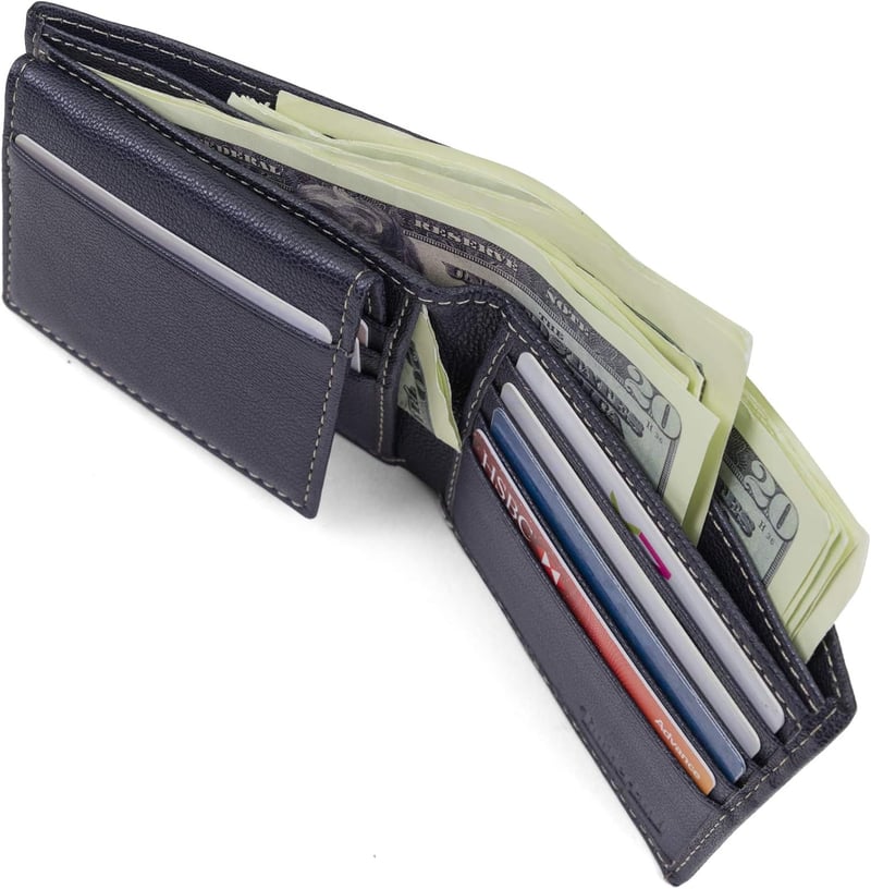 Men's RFID Leather Wallet – Navy Passcase