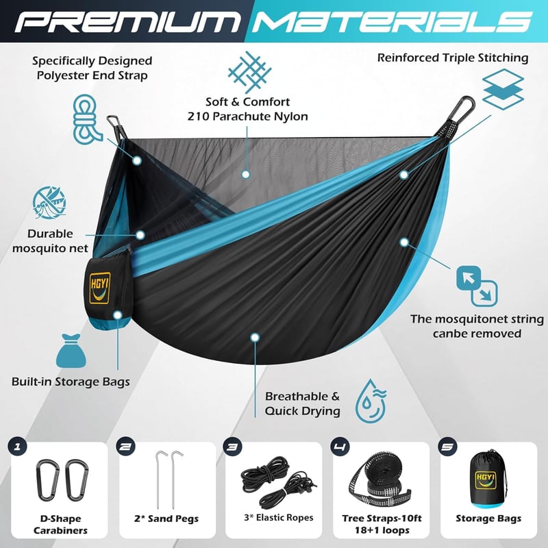 Camping Hammock with Mosquito Net – Double/Single Portable