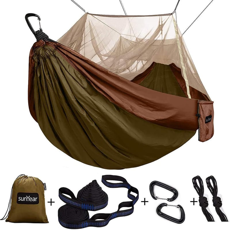 Camping Hammock with Net, 2-Person, Portable for Hiking & Travel
