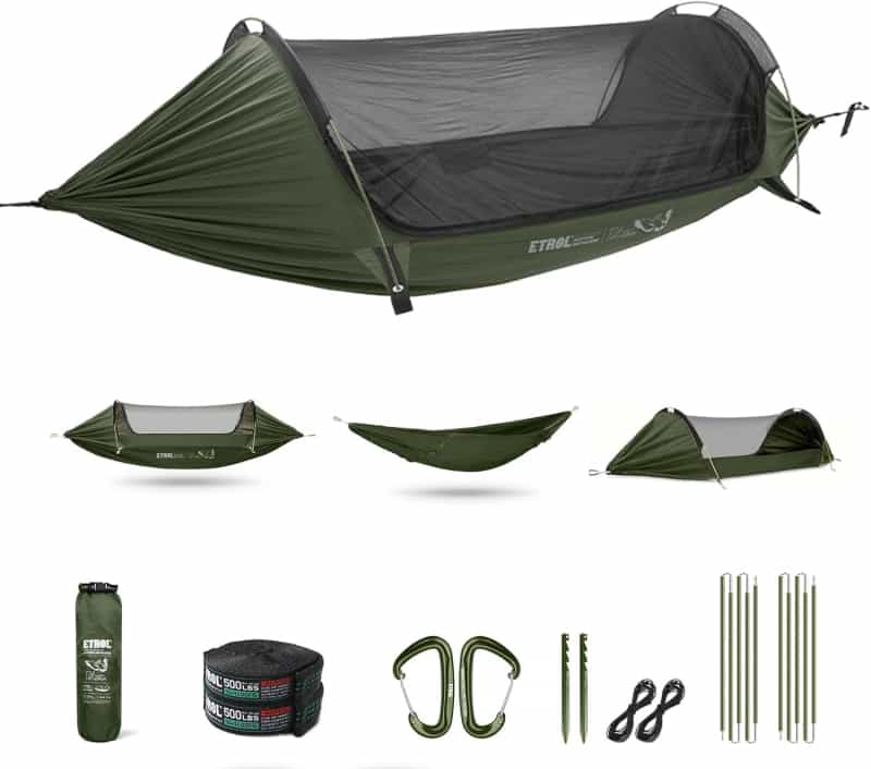 Camping Hammock with Mosquito Net & Tree Straps, Portable & Durable