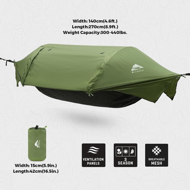 Camping Hammock Tent with Mosquito Net & Rainfly, Lightweight & Waterproof