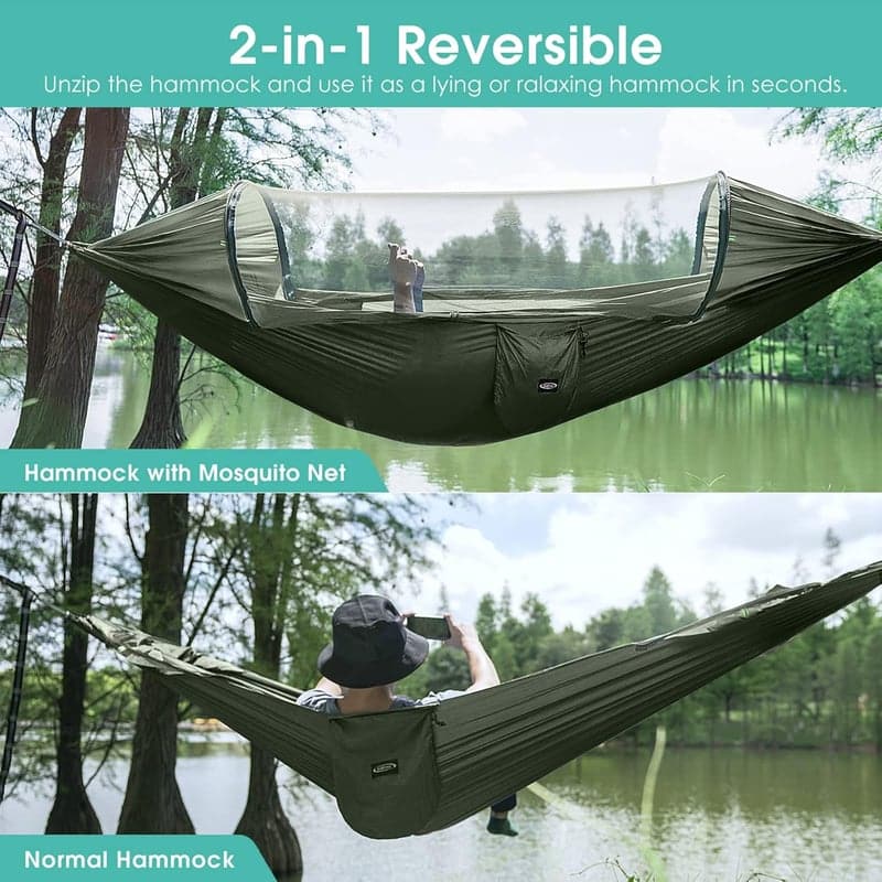 Camping Hammock with Mosquito Net, 2-Person Lightweight Swing