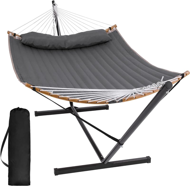 2-Person Portable Hammock with Stand, Curved Bar & Ropes