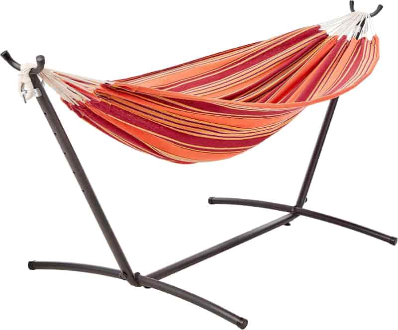 2-Person Heavy-Duty Hammock with Stand, 450 lb, Sunset Orange