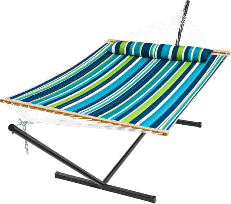 2-Person Outdoor Hammock with Stand & Pillow, Dark Cyan