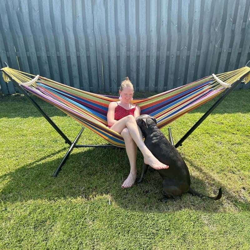 Double Hammock with Steel Stand and Carry Bag - 450lb Capacity