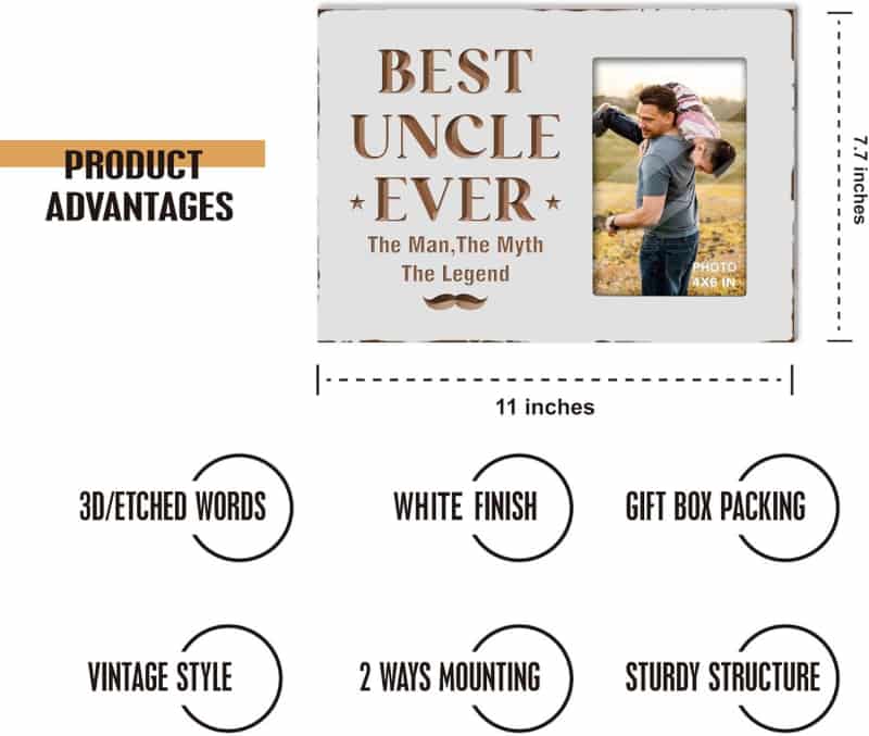 Father's Day Engraved Uncle Photo Frame, 4x6 Inches