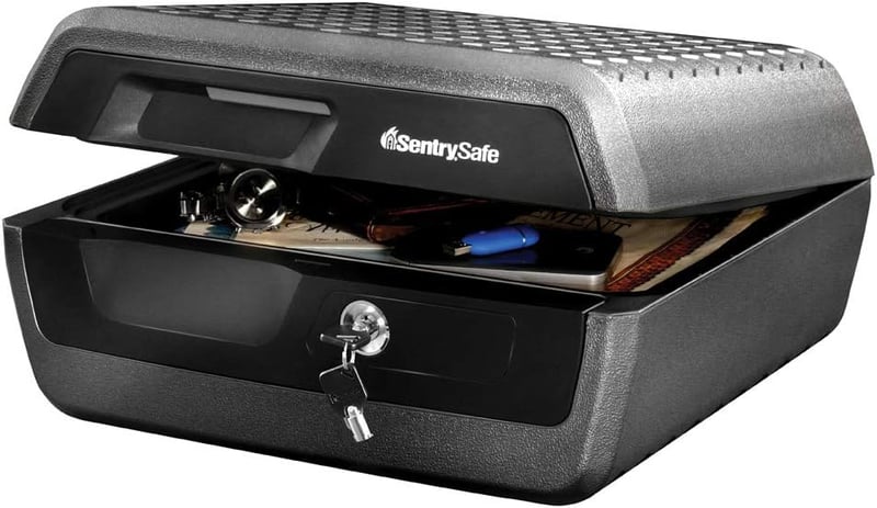 Fireproof Waterproof Safe Box with Key Lock, 0.36 Cu Ft