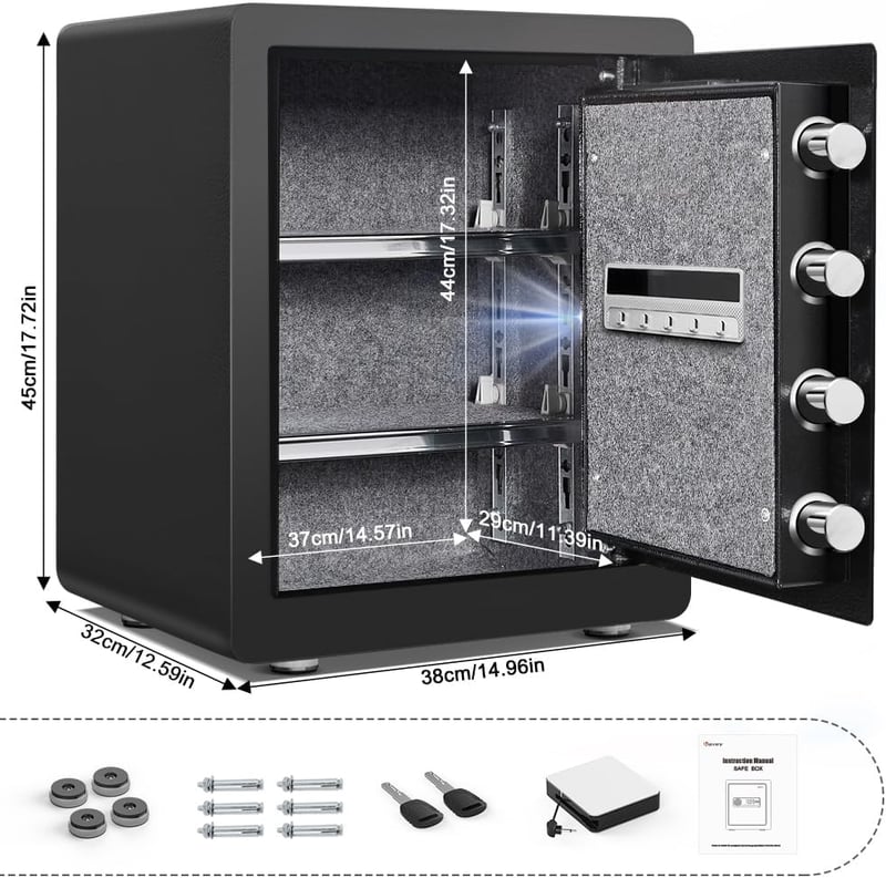 Steel Security Safe with LED, Touch Keypad & Dual Alarm System