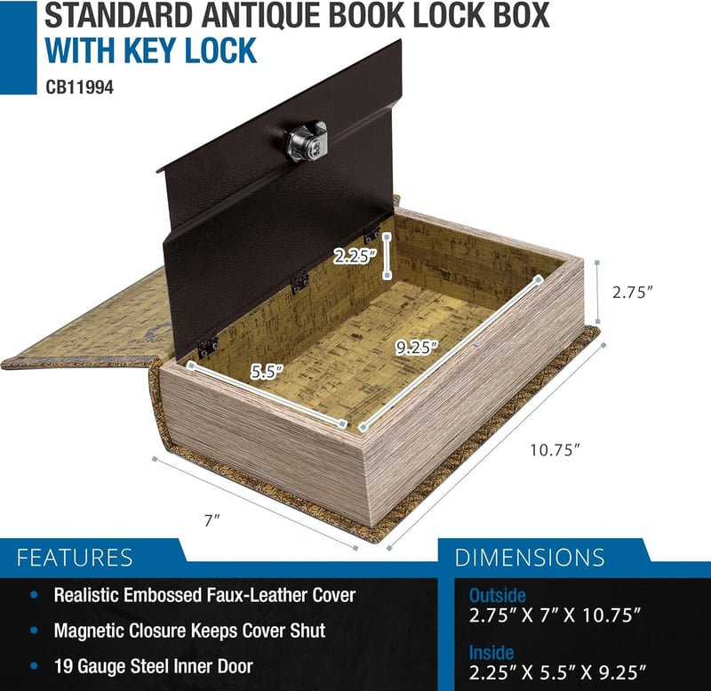 Portable Dual Book Safe with Concealed Lock for Hidden Storage