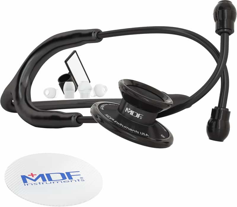 Lightweight Dual Head Stethoscope for Adults, Black Tube & Chestpiece
