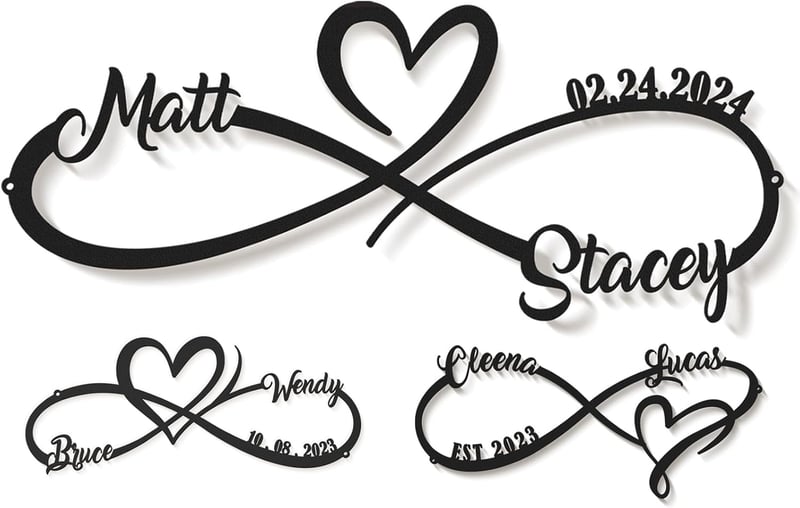 Anniversary Couples Metal Infinity Sign with Customized Names