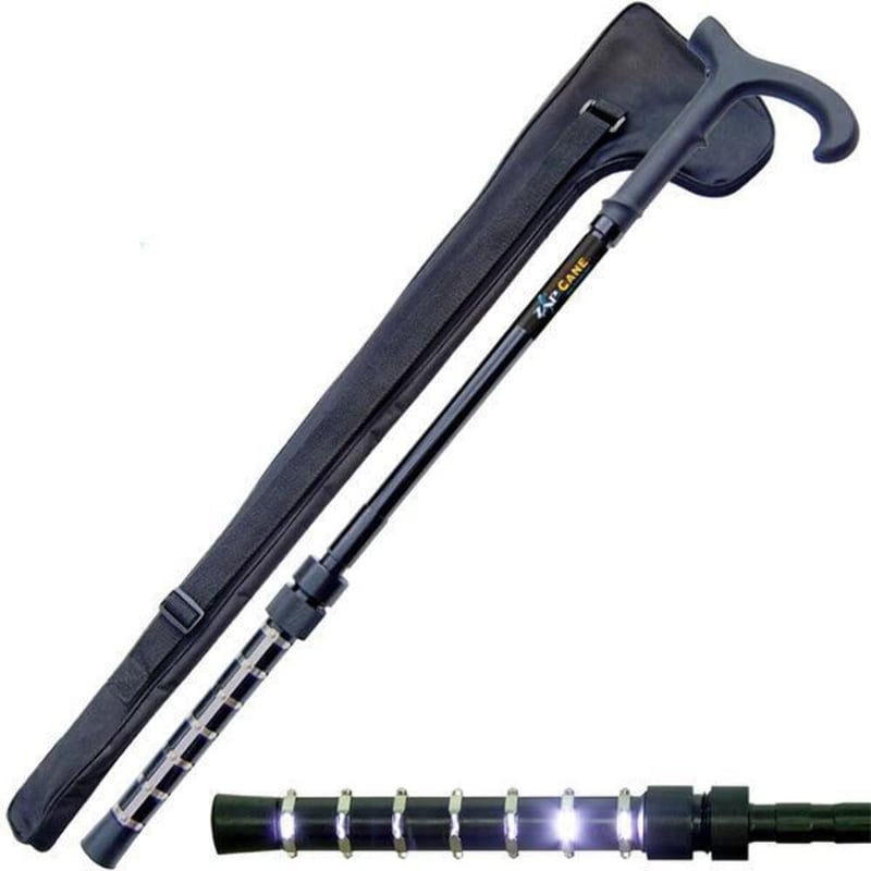 Adjustable Heavy-Duty Walking Cane with Stun Device & LED Flashlight