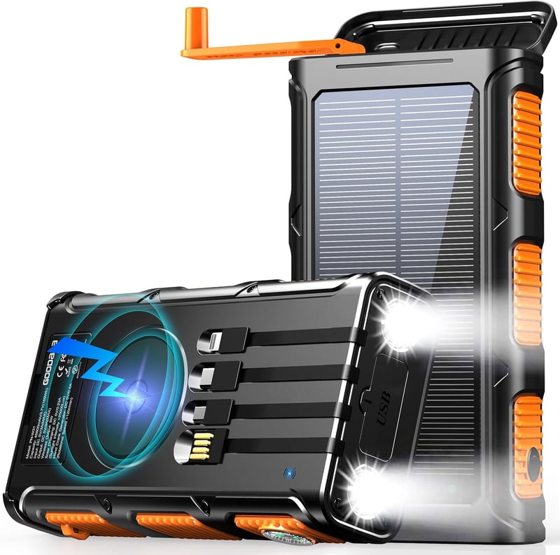 Wireless Solar Power Bank 45800mAh with Hand Crank & 15W Fast Charging