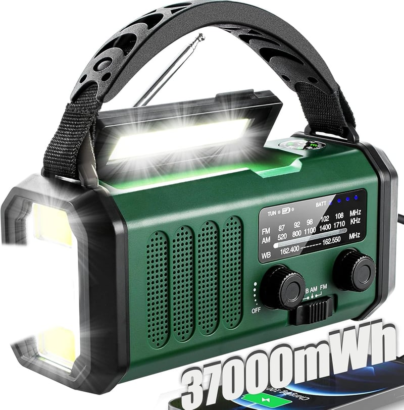 Emergency Solar Hand Crank Radio with Flashlight & Charger
