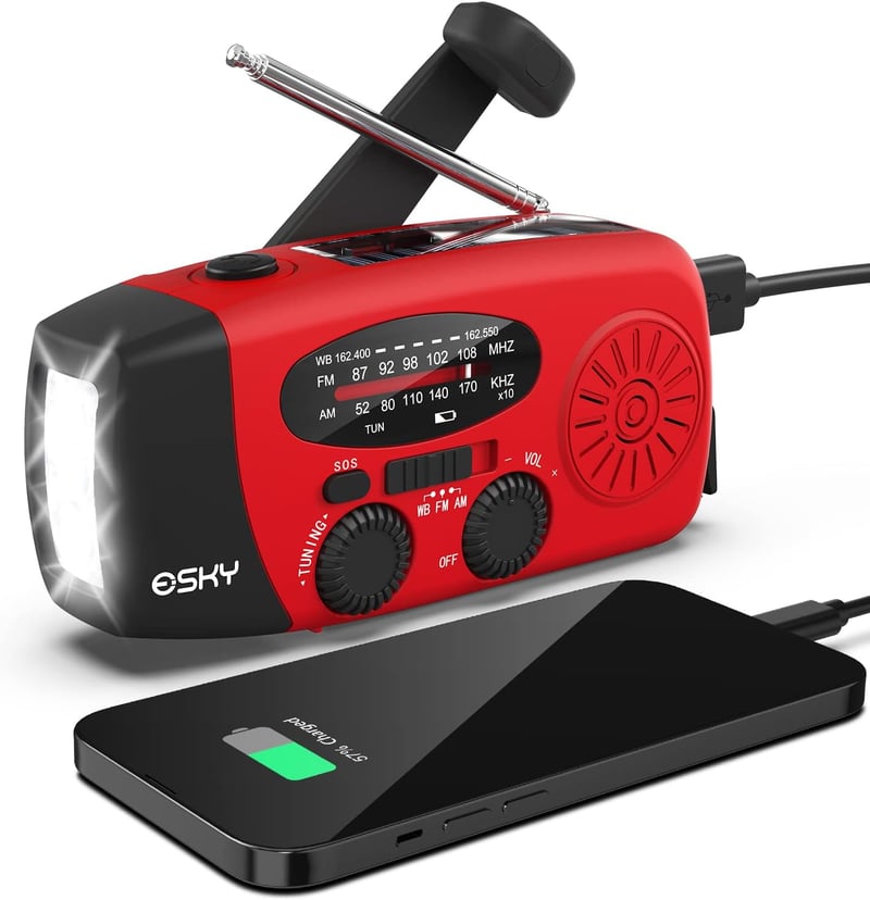 Emergency Hand Crank Radio with Flashlight & Power Bank