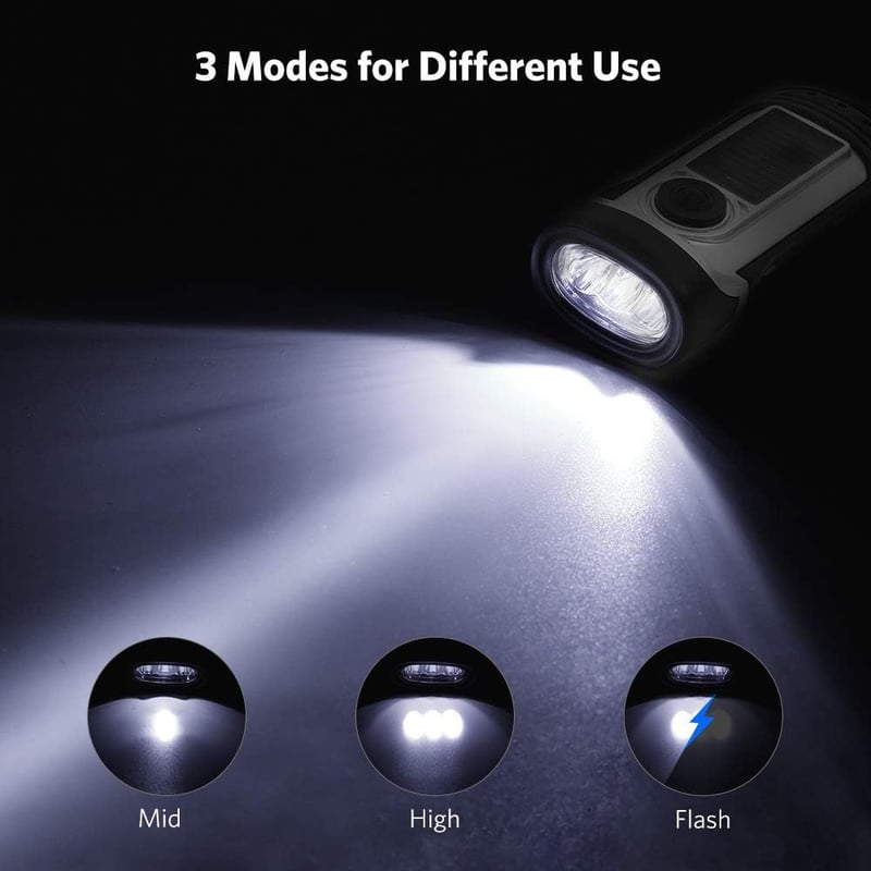 Solar-Powered Waterproof LED Flashlight for Camping & Emergencies