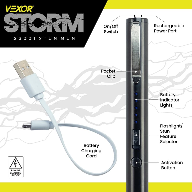 Personal Safety Pen with LED, Rechargeable, Pocket-Sized