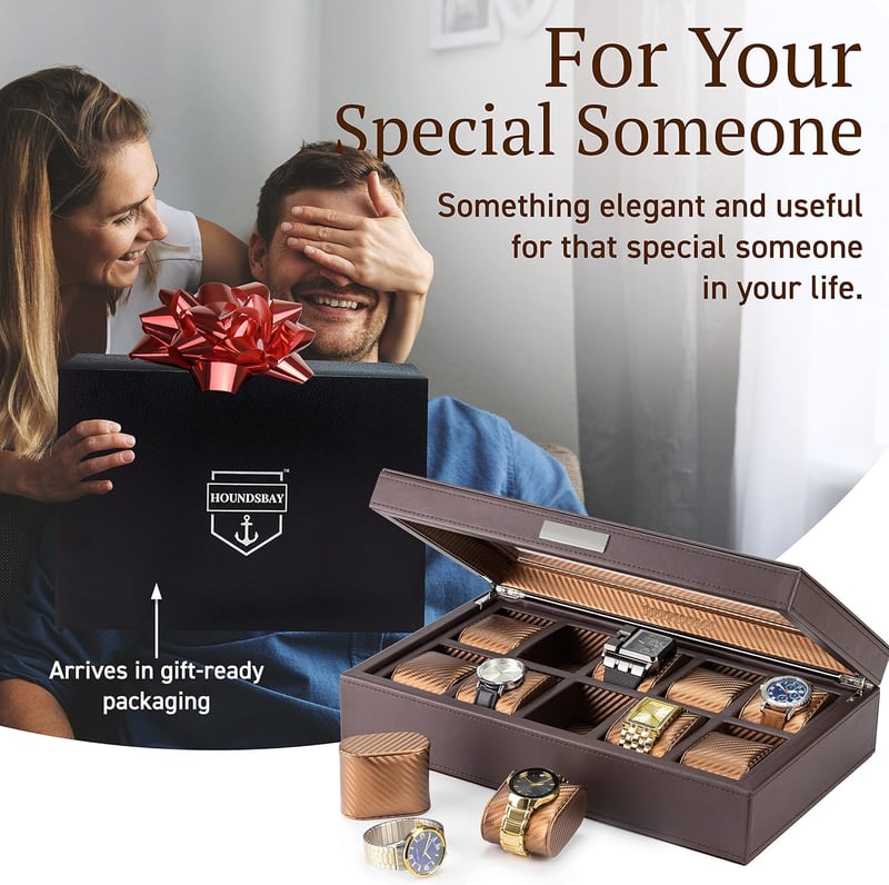 Men's PU Leather Watch Box for Large Watches