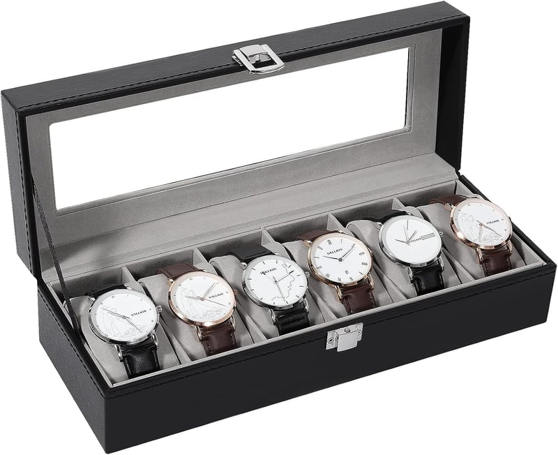Watch Display Box, 6-Slot PU Organizer