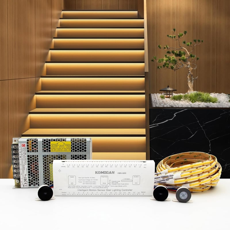 Motion-Sensor LED Stair Lighting Kit, Cuttable Warm White 3000K