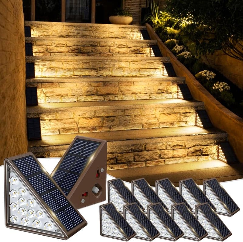 12-Pack Waterproof Solar Step Lights for Outdoor Decks, Patios, Stairs