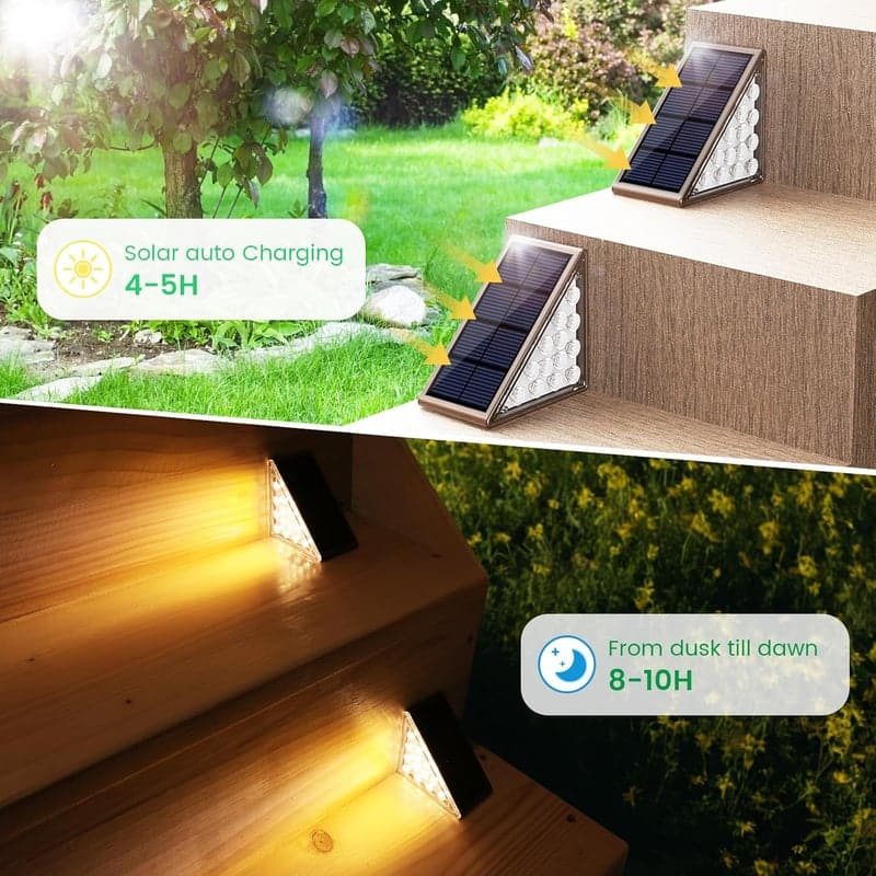 12-Pack Waterproof Solar Step Lights for Outdoor Decks, Patios, Stairs