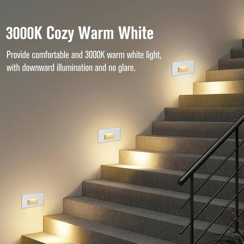 LED Stair Lights, 12V 4W 3000K Warm White, IP66 Waterproof, 12-Pack