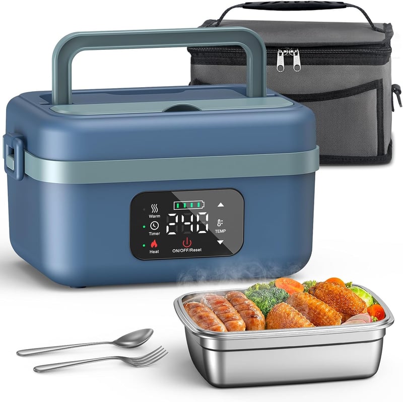 Cordless Heated Lunch Box with 16000mAh Battery, 1L Portable Warmer