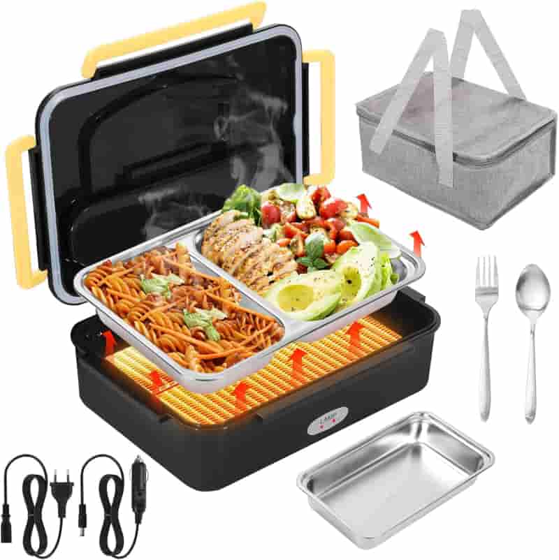 Electric Heated Lunch Box with Stainless Steel Containers & Accessories