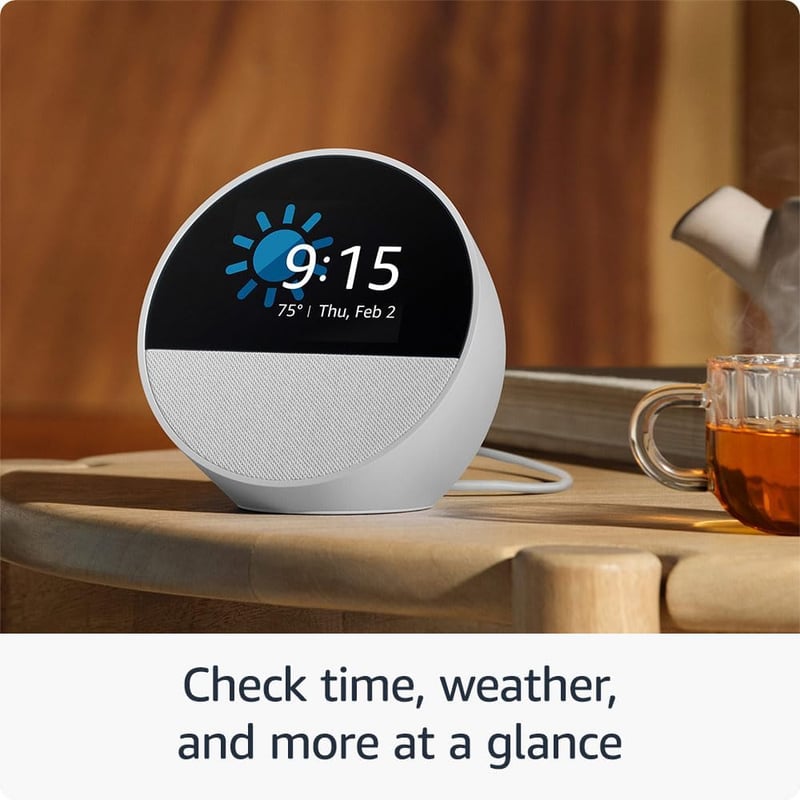 Smart Alarm Clock with Alexa – Glacier White