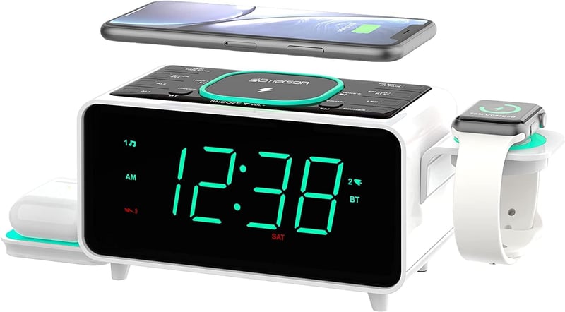 Dual Alarm Clock with Bluetooth, Wireless Charging & LED Display