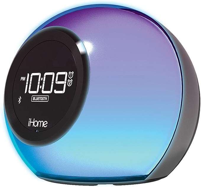 Bluetooth Alarm Clock Radio with Color-Changing Lamp, USB Charging