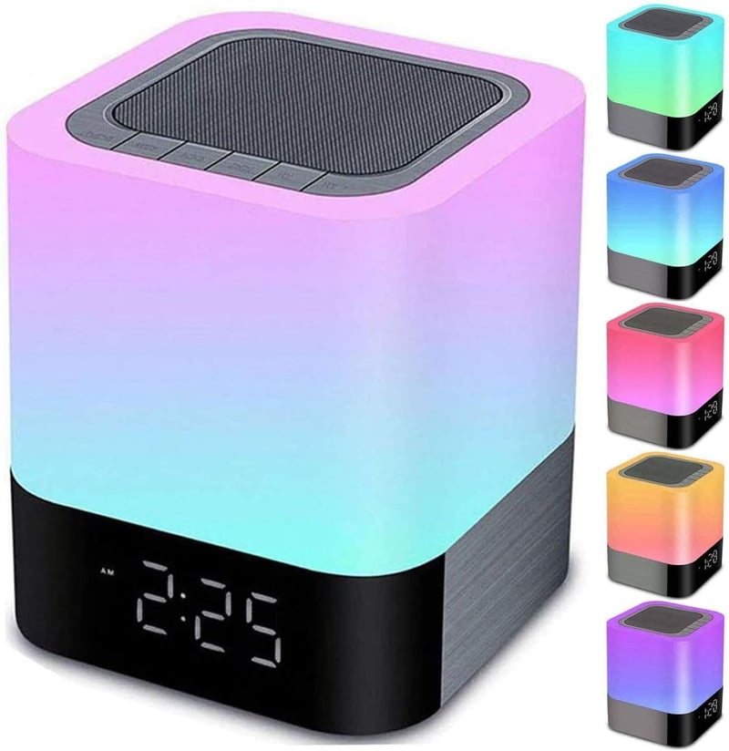 Bluetooth Speaker Night Light with Alarm, Touch Sensor, Multi-Color