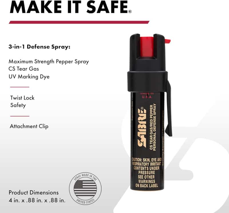 Pepper Spray, 3-in-1 Formula with Belt Clip