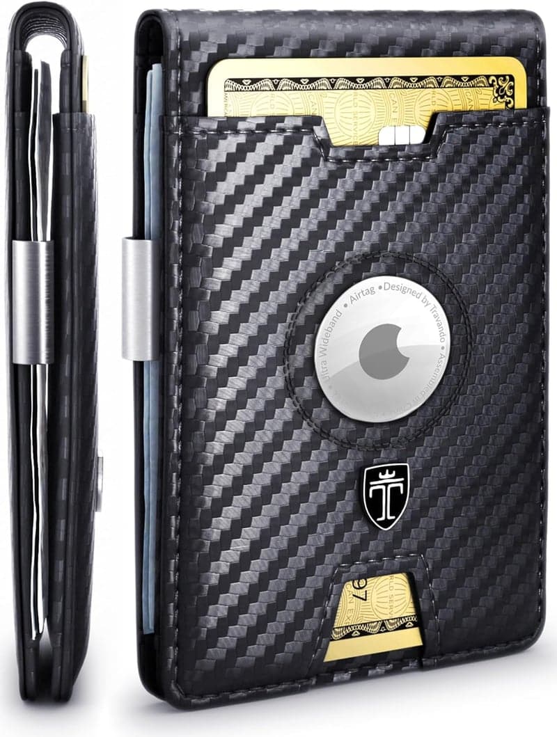 AirTag Wallet for Men with Money Clip & RFID Blocking