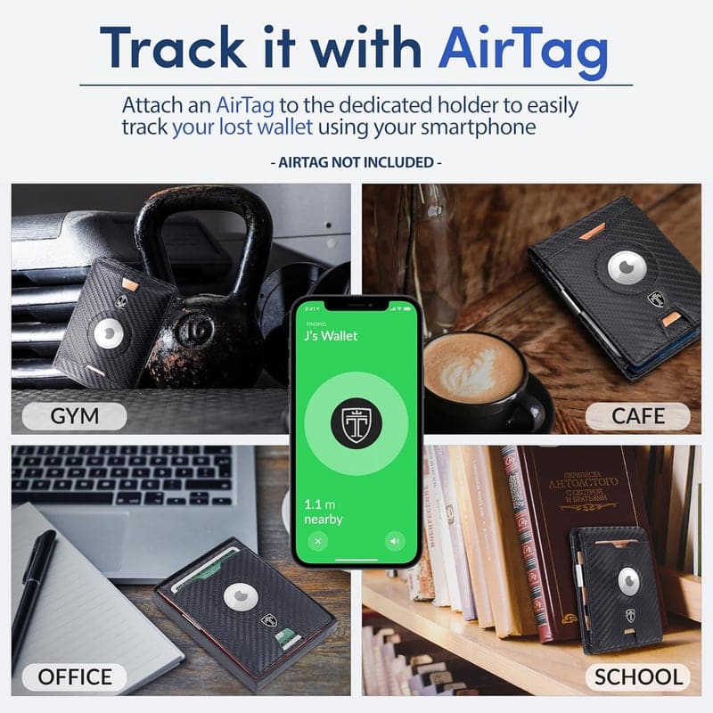 AirTag Wallet for Men with Money Clip & RFID Blocking