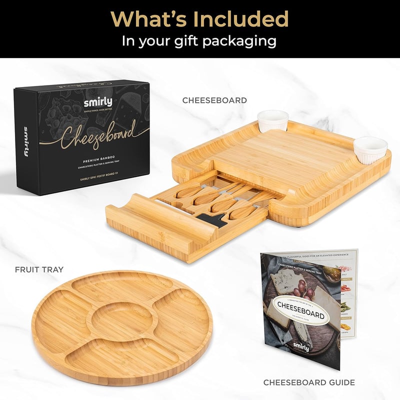 Housewarming Bamboo Cheese Board Set - Large Charcuterie Gift