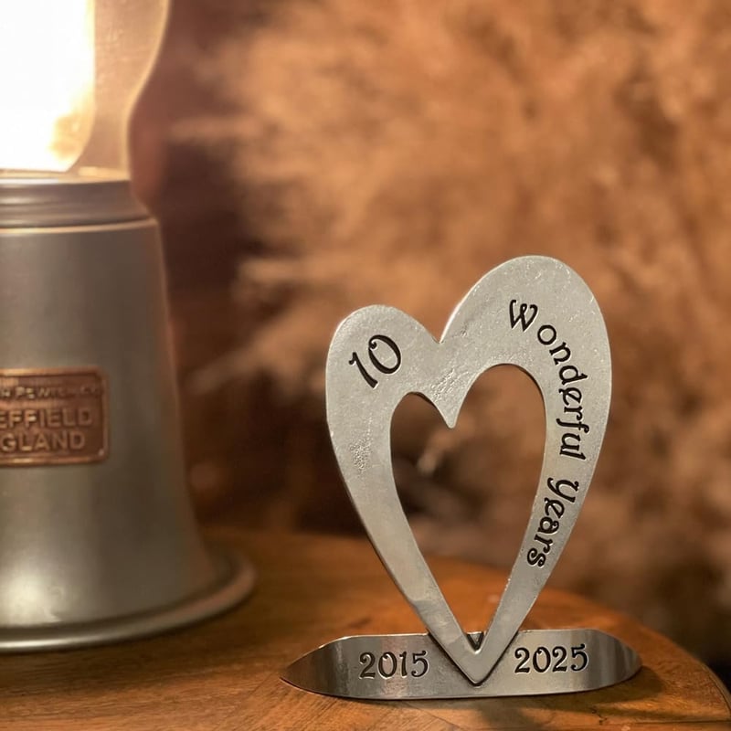10th Anniversary Tin Heart Keepsake Personalized Gift