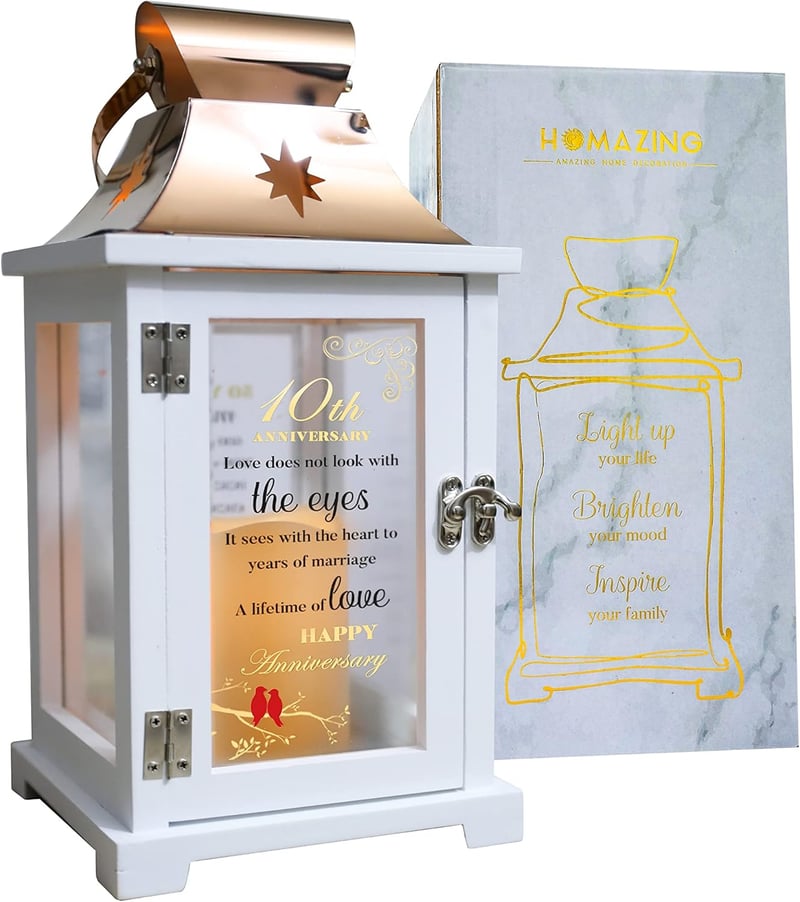 10th Anniversary Tin Lantern for Couples