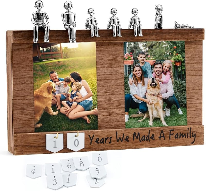 Anniversary Keepsake Box with Family Statue - Wooden Memory Gift