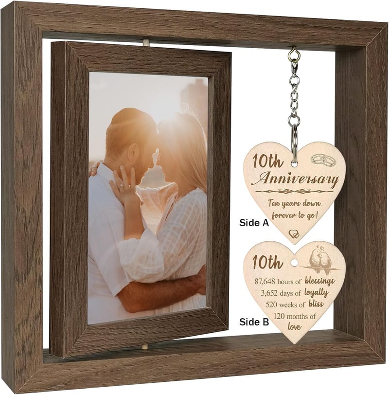 10th Anniversary Picture Frame for Couples, Fits Two 4x6 Photos